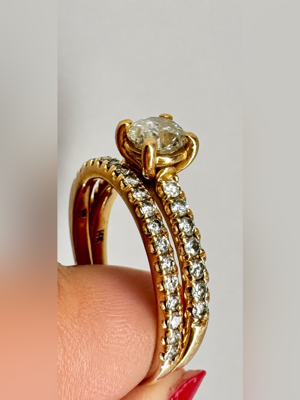 14K Rose Gold Lab Diamond Bridal Set 1.5 CTW Wedding Ring Set Size 8 - Picture 9 of 10